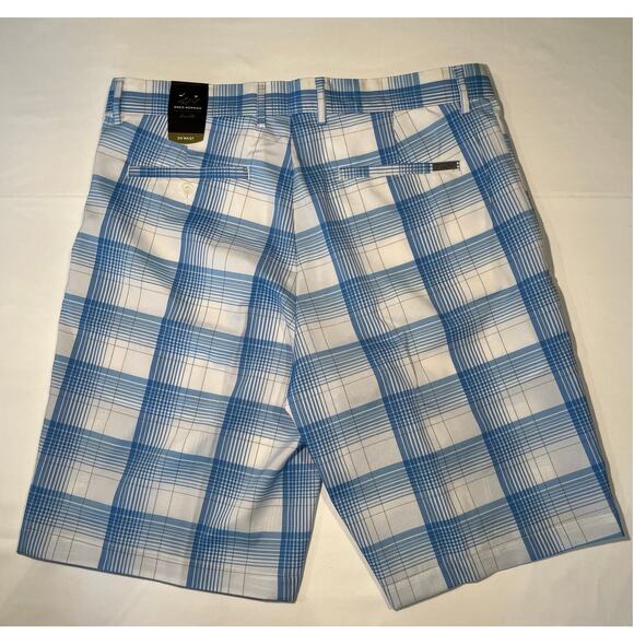 Greg Norman Performance Plaid Golf Shorts - Men's 34 - Blue/White Tasso Elba - Picture 2 of 9
